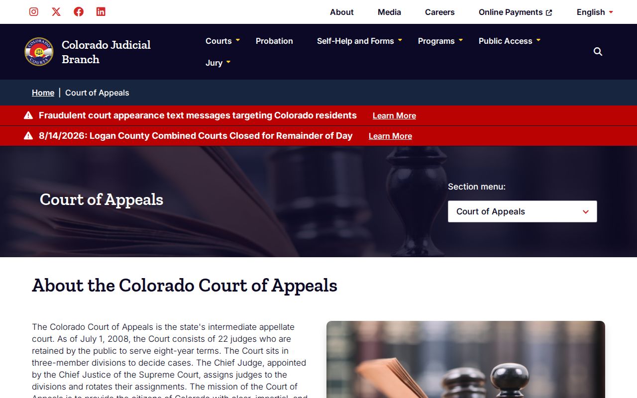 Castle Rock court docket Colorado Court of Appeals route