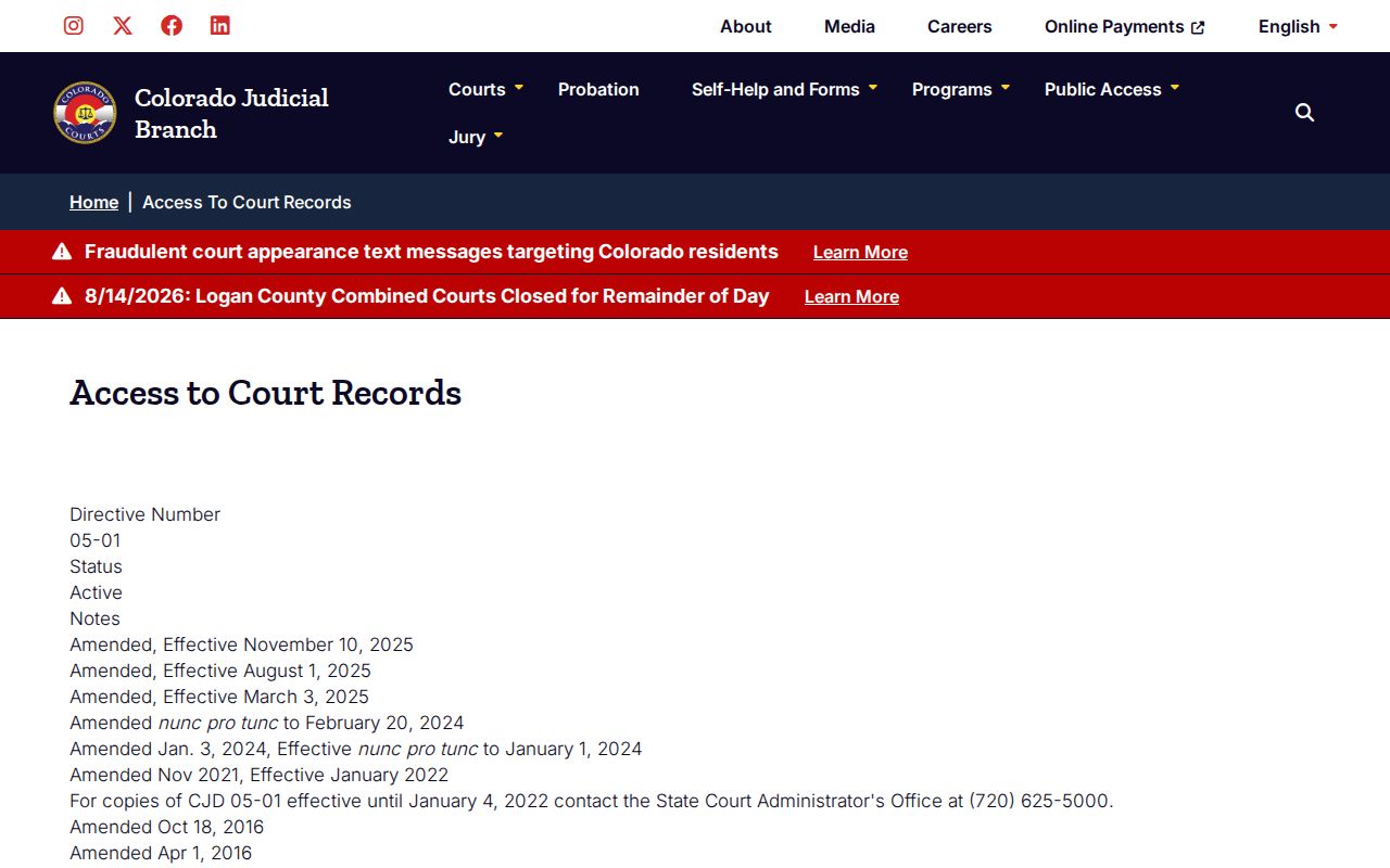 Douglas County court record search under Chief Justice Directive 05-01