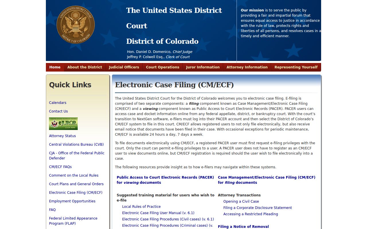 Douglas County traffic ticket distinction from federal CM ECF
